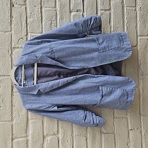 Gibson 3/4 sleeve denim linen blazer